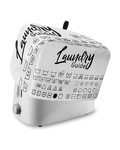 Toaster Cover 2 Slice Laundry Room Sign Bread Toaster Oven Cover with Pockets White Guide Dustproof Bakeware Protector Small Kitchen Appliance Dust Covers and Fingerprint Protection for Women Gift