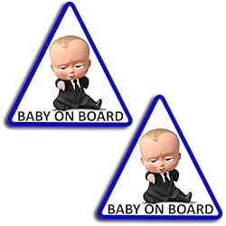 Biomar Labs® 2 pcs Bebé a Bordo Boss Pegatinas Vinilo Baby an Board Adhesivo Autos Coche Motos Ordenador Portátil B 165