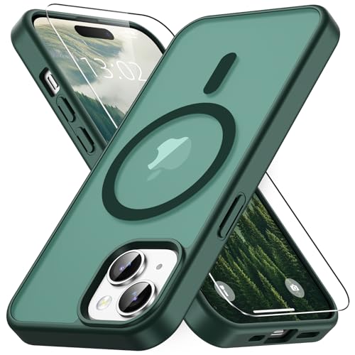 Coque iPhone 15 antichute militaire avec protection écran verte