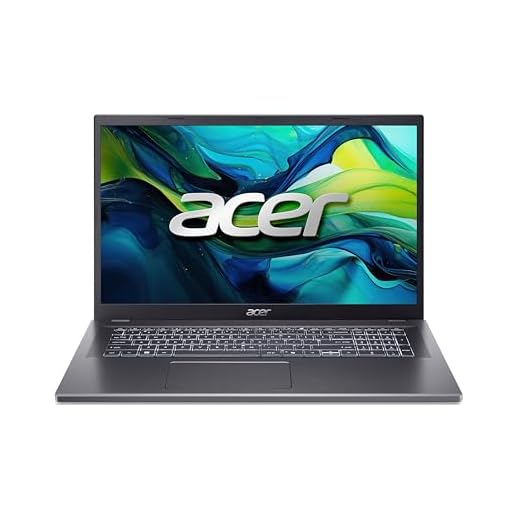 acer Aspire 17 (A17-51M-503B) Laptop, 17" FHD IPS Display, Intel Core i5-1334U, 16 GB RAM, 512 GB SSD, Intel Iris Xe Graphics, Windows 11, QWERTZ Tastatur, grau