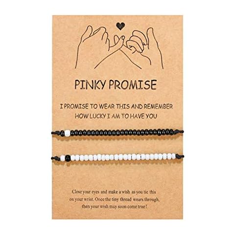 UNGENT THEM Valentines Day Gifts for Him Her Boyfriend Girlfriend Birthday Matching Couples Bracelets Pinky Promise Long Distance Relationship His Hers Christmas Cute I Love You Gifts Bf Gf Men Cover