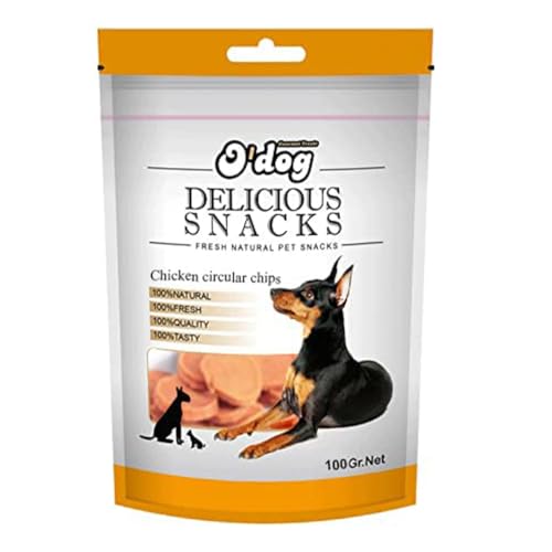 Image of PETS EMPIRE O'Dog Chicken Circular Chips, Healthy Dog Treats, Chewy Dogs Bites for Training and Feeding, Made with Real Chicken, Non-Vegetarian Pup Snacks for Dogs, Puppies - 100g