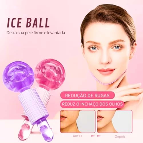 Massageador Profissional Facial e Corpo Ice Globe Cristal da Beleza Gelado Anti Envelhecimento, Anti