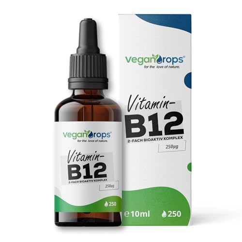Vegan Drops® - Vitamin B12 Tropfen - Kombination aus Methyl- & Adenosylcobalamin - 250 Tropfen, 125 Tage Reichweite - vegan, ohne Alkohol & in Deutschland produziert