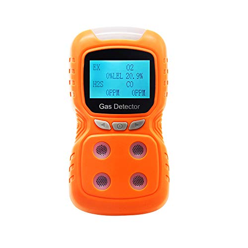 Portable 4 Gas Detector, Sound Light Vibration Multi-Gas Monitor Meter Tester Analyzer, Rechargeable