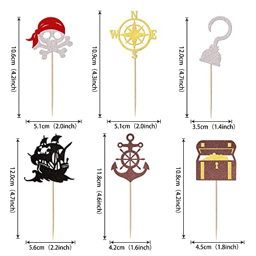 YCTHUNFISH Glitter Pirate Theme Cupcake Toppers #TOP29