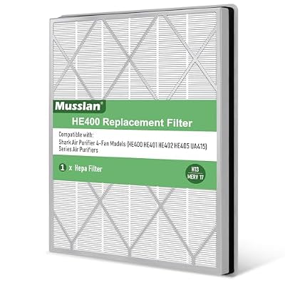 Musslan HE401 True HEPA Replacement Air Filter for Shark Air Purifier 4, Fits Models HE400/HE401/HE401C/HE401NP/HE402/HE402C/HE405/UA415, Replaces HE4FKBAS HE4FKPET HE4FKPETMB HE4FKPRO