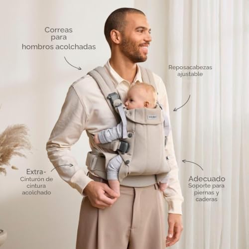 Miniatura 2 de Babybjörn Mochila Porta Bebé Harmony, Tejido Jaspeado, Beige Claro