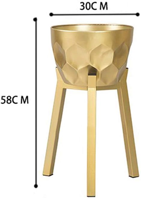 Flower Stand Living Room Balcony Decoration Metal Plant Pot Rack Modern Simple Herb Bonsai Floor-stand Outdoor Iron Art Display Shelf (Golden)(Medium)