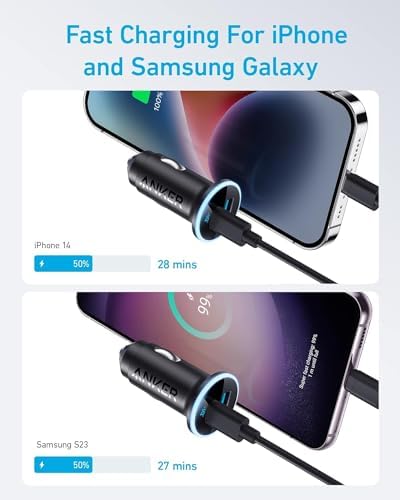 Anker 323 52.5W USB C Car Charger with 30W PowerIQ 3.0 Fast Charging - 1