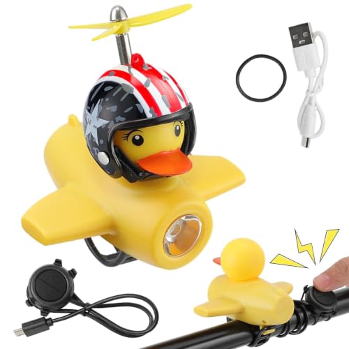 Campana de pato para bicicleta con luz de patito amarillo para manillar