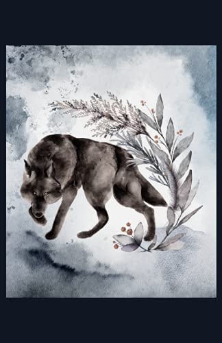 Wolf watercolor painting: 5.5" x 8.5" Journal for writing Down Habits Diary, Notebook, Ruled/Lined, 192 Pages