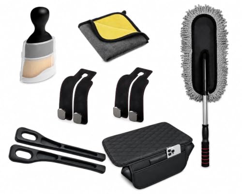 TULSI M ENTERPRISE Car Cleaning Kit 6 Pcs, Car Interior Cleaning Accessories Set with Microfiber Cloth, Dusting Brush, Detailing Tools & Storage Pouch for Dashboard, AC Vents, Seats and Interior