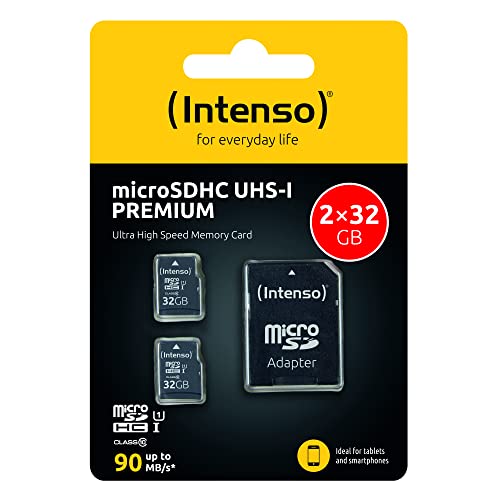 Intenso Microsdhc UHS-I Premium 3423482 - Scheda Di Memoria 2 X 32 Gb, Classe 10, Con Adattatore Sd, Colore: Nero - 5