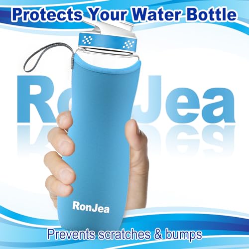 2Pcs Sleeve for 22oz Cirkul Water Bottle, RonJea Neoprene Sleeve to Keep Your Water Cold & Protect Your Bottle, Compatible with 22oz Plastic & Stainless Steel Cirkul Water Bottles (Blue)
