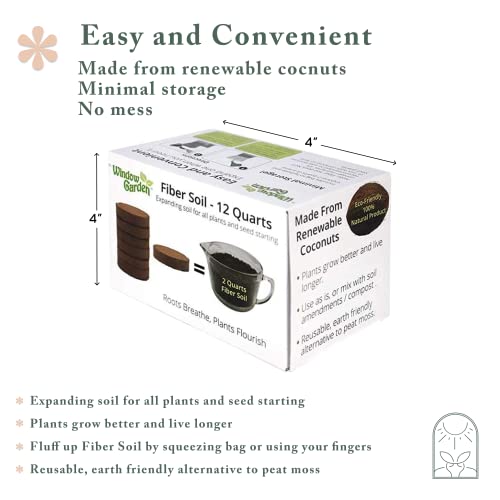 Aquaphoric Self Watering Planter (5”) + Fiber Soil = Foolproof Indoor Home Garden Window Garden Expanding Organic Fiber Soil 12Qt + Hydrating Bag, Potting Soil For Planting Indoors Or Outdoors #TOP6
