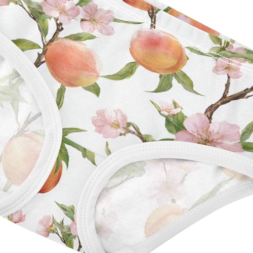 Wusikd Peach Fruit Leaves Girls' Underwear Cotton Girls Briefs Soft Toddler Underwear 2T4