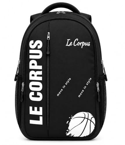 Le Corpus 30L Large Capacity Laptop Backpack for Men & Women, 18 Inch Laptop Bag, Office Travel College School Backpack, 2 Compartment Water Resistant Bag with Comfortable Shoulder Straps (Black)