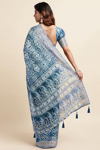 Image of MIRCHI FASHION Women Saree Cotton Blend Kalamkari Printed | Comfortable Office and Regular Daily Use Sari with Unstitched Blouse Piece