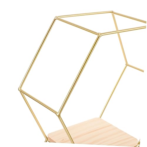 Étagère murale décorative hexagonale bois solide pour rangement - 8