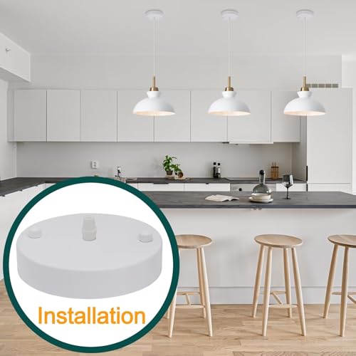 VTYXCTIGJ Light Canopy Kit White, 4.7\" US UL Vintage Chandelier Ceiling Light Plate for Pendant Light Chandelier Canopy Kit with All Mounting Hardware, Light Fixture Cover Plate for Easy Installation - Thumbnail 4