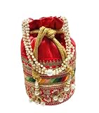 Hand embroidered art silk Potli handbags for Women. For Evening outing, wedding, and party Bag Purse