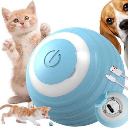 PARENCE. - Palla interattiva per gatti e cani – Ricaricabile USB – 2 Modalità Automatica & Manuale – Rotazione Intelligente – Luce LED morbida – Anti-Stress & Anti-Noia