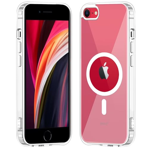 Image of amazon basics Clear Magnetic Case Cover for Apple iPhone SE 2020 [Compatible with MagSafe Accessories] Slim Shockproof Magnetic Transparent Phone Cover Case