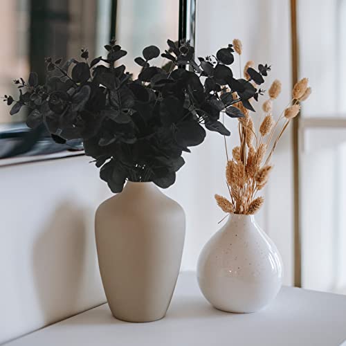 Hananona 6 Pcs Artificial Black Eucalyptus Stems, 14" Eucalyptus Leaves Branches Bouquet For Flower Arrangement Diy, Black Silk Flowers For Home Halloween Farmhouse Decor (Black, 6) #TOP5