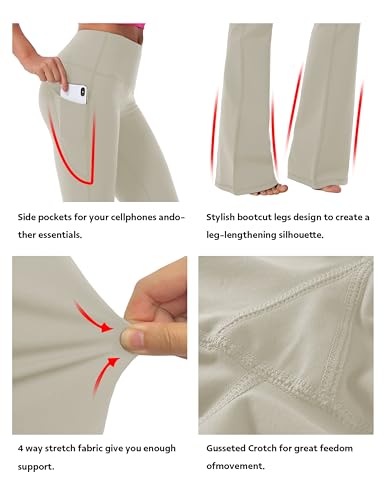 Image of BUBBLELIME 29 inch /31 inch /33 inch /35 inch /37 inch Women High Waist Bootlegs Yoga Pants Tummy Control Bootcut Workout Flared Out Pockets