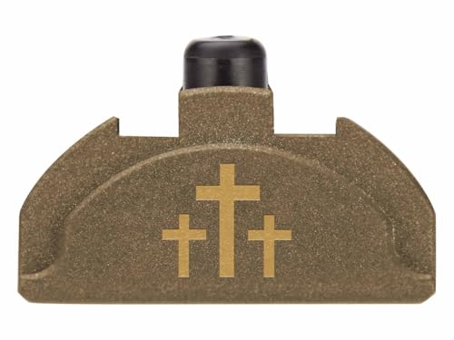 NDZ Performance Grip Plug for Glock Gen 4-5 with Backstrap – Heavyweight Brass – Fits G17 G19 G22 G23 G31 G34 G45 G47 – Cerakote Burnt Bronze Finish, 3 Crosses – Made in USA