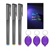 Daemson Invisible Ink Pen, Spy Pen with 3 PCS Mini UV Keychain Flashlight