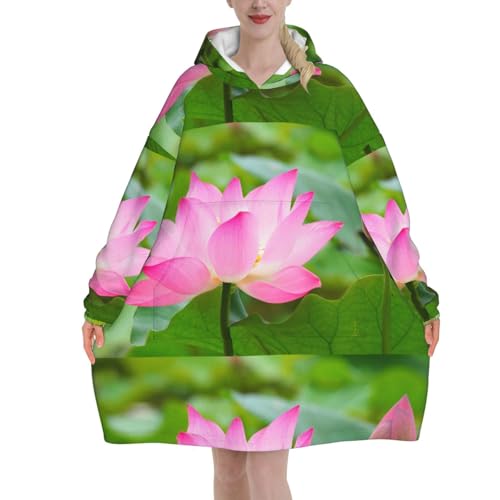 Sweat à capuche flanelle style couverture lotus avec poches pour se détendre