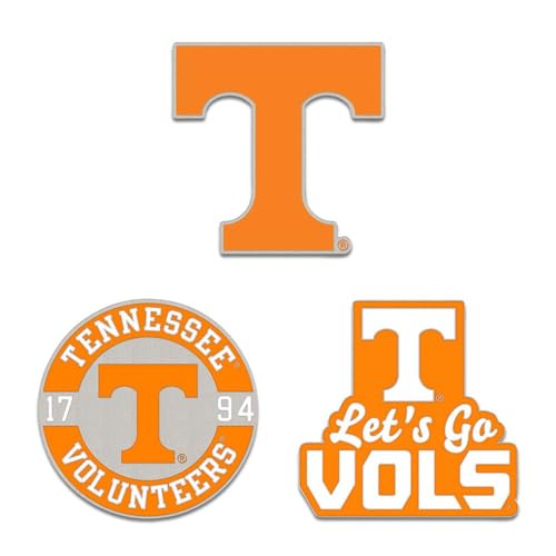 World Flags Direct Pack of three NCAA Collector Enamel Pins; 3 College Pin Badges by Wincraft (Tennessee Volunteers, 3 Pack Pin Set)