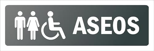 Toilets, grey informational sign SP022 - Self adhesive sticker (150mm x 50mm)