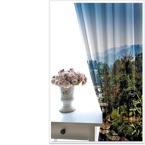 Cortinas de cocina verdes y para sala de estar de 2 paneles en poliéster 4