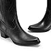 DREAM PAIRS Women's Square Toe Cowboy Cowgirl Boots Embroidered Mid Calf Western Boots Fashion Dress Low Chunky Heel Boots for Theme Party Country Concert,Size 8.5W,Black-Pu,DWUMMB2502