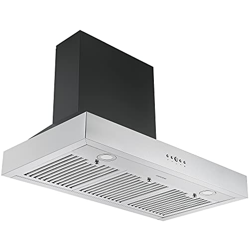 Ancona AN-1579 Pro Range Hood, 36 in, Black and Stainless