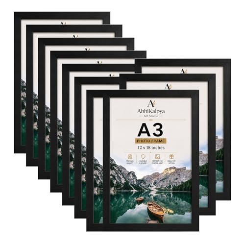 Image of AbhiKalpya Art Studio 12 inchx18 inch Inch Frame A3 Size Photo Frame For Wall Artwork /Painting (Black) (Set of 10) Premium*