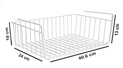 Image of Go Hooked 16 Inch Under Shelf Basket White Powder Coated Iron Space Saving Versatile Heavy Duty Sleek and Sturdy Efficient Compact and Durable Modern Robust Elegant Set of 3