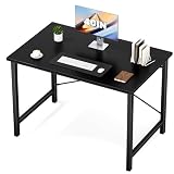 Sweetcrispy Small Computer Office Desk 40 Inch Kids Student Study Writing Work with Metal Frame Wood Tabletop Modern Simple Home Bedroom PC Table - Black