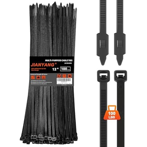 12 Inch Anti Withdrawal Zip Ties 100 LBS Tensile Strength Heavy Duty Cable Wire Ties With Self-Locking Adjustable More Durable Nylon Tie Wraps for Indoor Outdoor（100 Pack） Cover