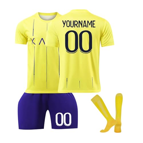 Genérico Camiseta Fútbol Al NASSR Estilo Profesional 25/26 Personalizada con Nombre Número, equipación Fútbol Adecuada para Hombres Niños en Juegos Intensos y Entrenamientos