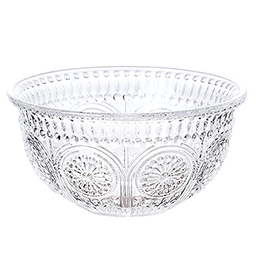 Cabilock 1pc Embossed Salad Bowl Creative Bowl Creative Glass Bowl Food Bowl Kitchen Bowl Salad Serving Bowl Dessert Serving Bowl Dessert Bowl