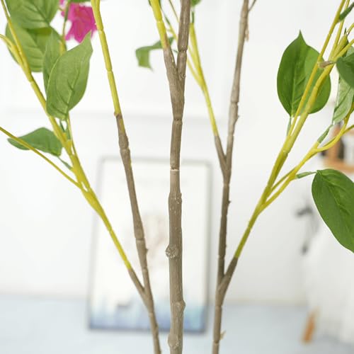 Garveehome 4FT Artificial Bougainvillea Tree, Simulation Flower with Real Touch Leaves Fake Potted Green Plant for Photography Studio Atmosphere Decor for Office Home Decor Housewarming Gift