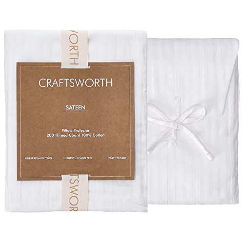 Craftsworth 100% Cotton Premium Pillow Protector Encasement - 20 X 26 Inches (Pack Of 8, Standard, White) - Zippered Pillow Case Cover Dust Proof Hypoallergenic #TOP2