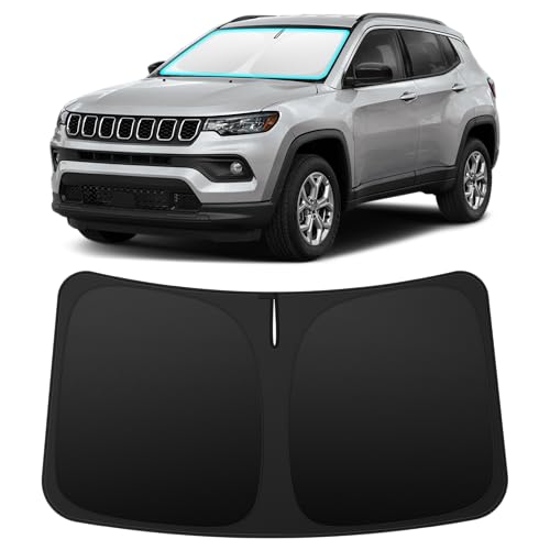 Image of INSAUTO Custom Fit Windshield Sun Shade for Jeep Compass 2017-2025 | Foldable Front Window Sunshade Car Accessories, UV & Heat Reflector, Keeps Interior Cool, Includes Storage Bag