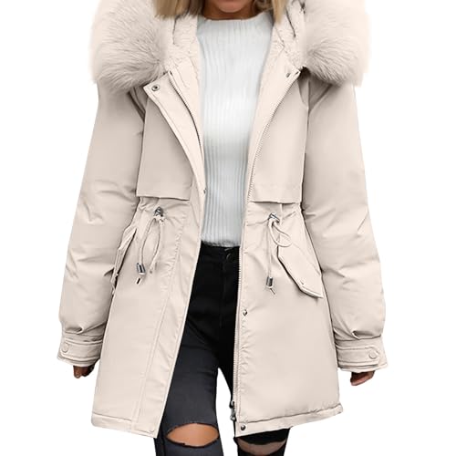 Puffer Jacket Womens Thicken Warm Parka Jacket Zip Up Shaggy Hooded Down Coat Long Tunic Outerwear Winter Coats2