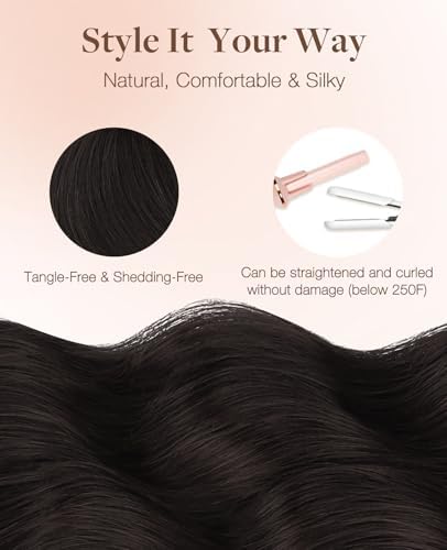 GOO GOO Invisi Edge Tape in Hair Extensions Human Hair, 1B Natural black 20pcs 20inch 50g, Virgin Remy Hair, Seamless Injected Tape, Natural Look — view 8
