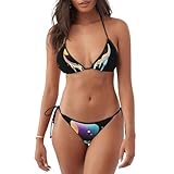 Photo Gallery hytter costume da bagno bikini da donna, set da 2 pezzi, con immagine di luna colorata, morbidezza e comfort, nero, l Photo Gallery hytter costume da bagno bikini da donna, set da 2 pezzi, con immagine di luna colorata, morbidezza e comfort, nero, l